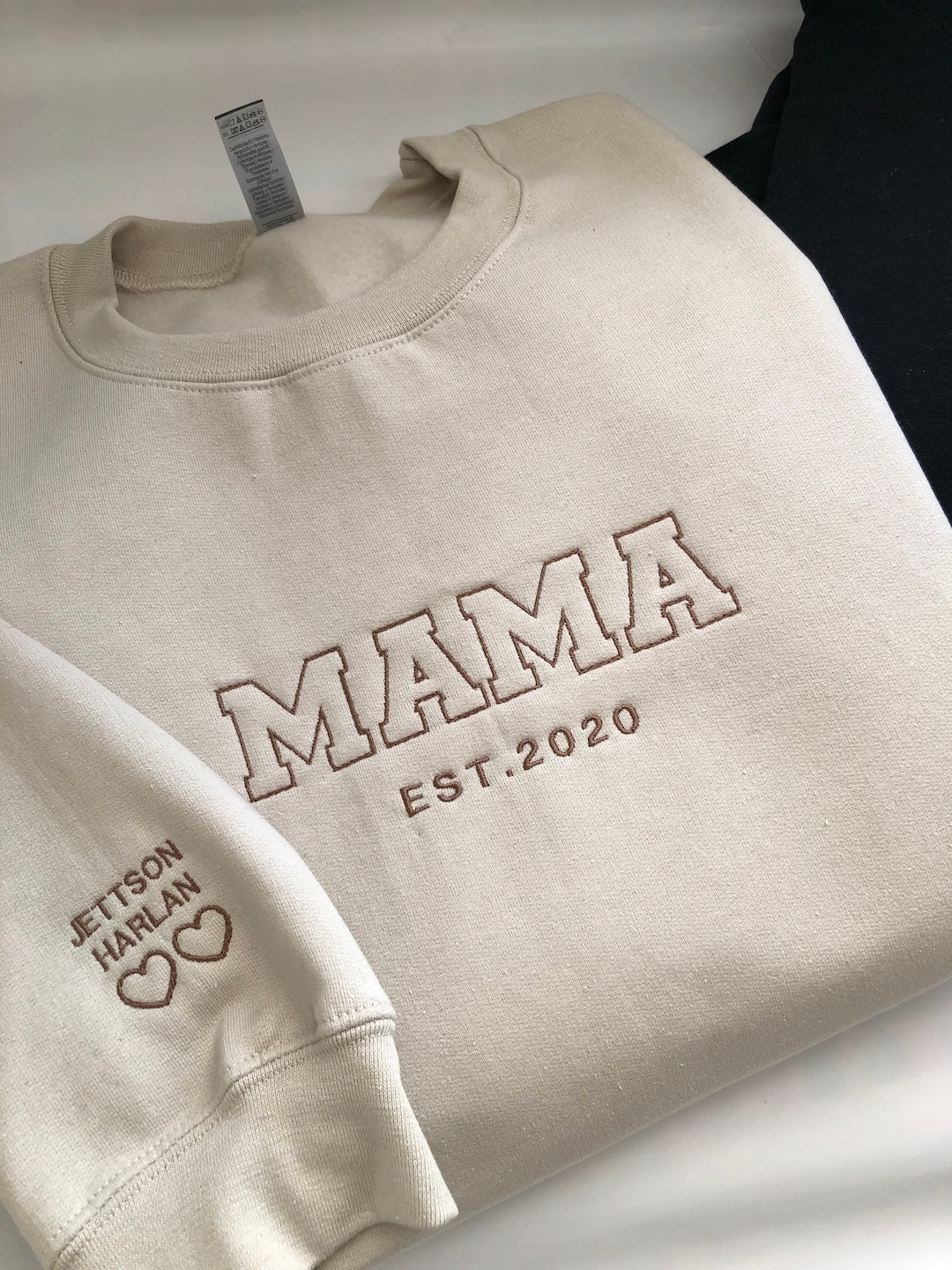 Custom MAMA Sweatshirt, Embroidered Mama Sweatshirt, Personalised Sleeve Sweatshirt, For Her, For Mum, Gift For Mothers Day